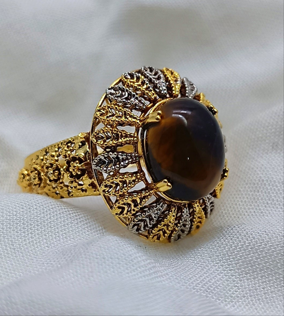 Tigereye gold plated ring