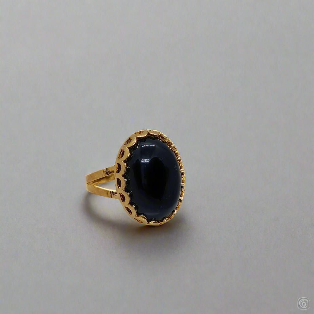 Agate Black Stone Ring